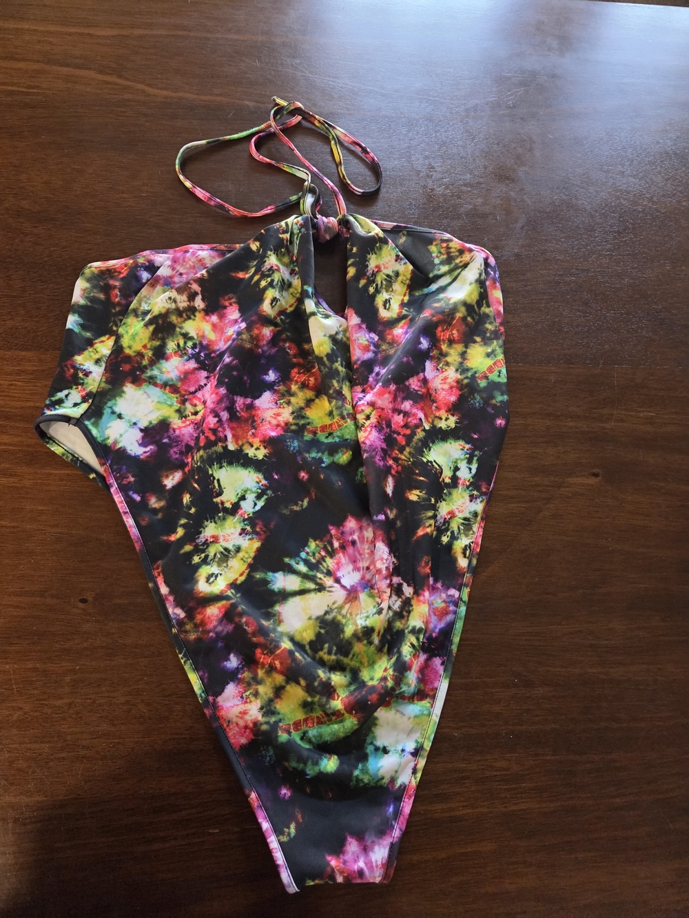 Women's Multicolor Tie-Dye Halter Bodysuit